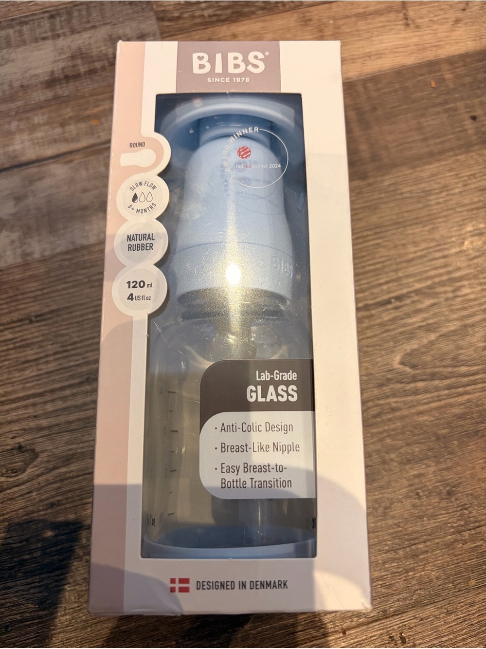 🌙 B4 BIBS Baby Glass Bottle with a capacity of 120 mL (4 oz)